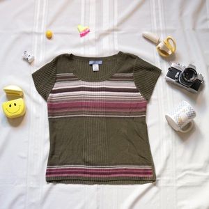 Green striped knit top